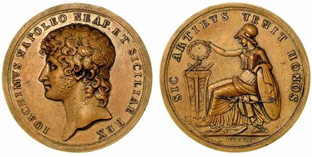 GIOACCHINO MURAT, 1808-1815. PREMIO ALLE ESPOSIZIONI DI BELLE ARTI E DELLE MANIFATTURE., Medaglia in bronzo 1811.