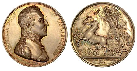 ARTHUR WELLESLEY I DUCA DI WELLINGTON, 1769-1852. BATTAGLIA DI VITTORIA., Medaglia in argento 1813.