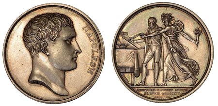 PRIMA ABDICAZIONE DI NAPOLEONE., Medaglia in argento 1814.