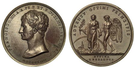 RITORNO DI FRANCESCO IIII A MODENA., Medaglia in bronzo, 1814, Modena.