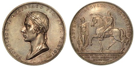 FRANCESCO I IMPERATORE D'AUSTRIA E RE DEL LOMBARDO-VENETO (1815-1835). INGRESSO A MILANO., Medaglia in argento 1815.