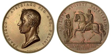 FRANCESCO I IMPERATORE D'AUSTRIA E RE DEL LOMBARDO-VENETO (1815-1835). INGRESSO A MILANO., Medaglia in bronzo 1815.