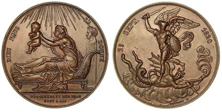 CAROLINA DI BORBONE, 1798-1870. NASCITA DEL DUCA DI BORDEAUX., Medaglia in bronzo 1820.