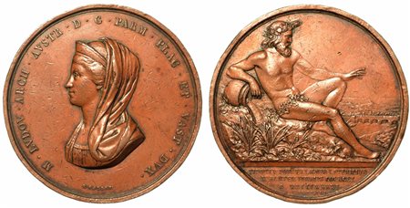 MARIA LUIGIA D'AUSTRIA, 1815-1847. PONTE SUL TORRENTE TIDONE., Medaglia in bronzo 1841.