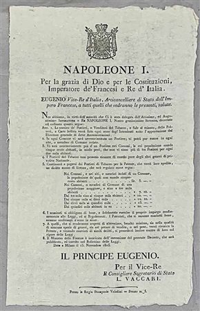 NAPOLEONE I, 1801-1815. Nomina dei Postieri del Regno e loro compenso., Documento del 15 novembre 1805.