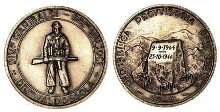 REGNO D'ITALIA. Repubblica Provvisoria dell'Ossola 1944., Medaglia in bronzo argentato.