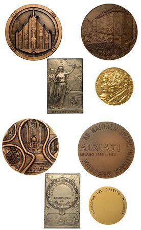 MILANO. Lotto di quattro medaglie (una in argento 950 e tre in bronzo)., 