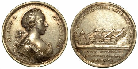 AUSTRIA. Maria Teresa d'Austria, 1740-1780., Medaglia in argento 1766 per la nomina dell'arciduchessa Maria Anna a badessa del monastero femminile di Praga.