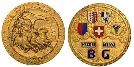 SVIZZERA. Banca del Gottardo, Lugano., Medaglia in bronzo 26/02/1957.