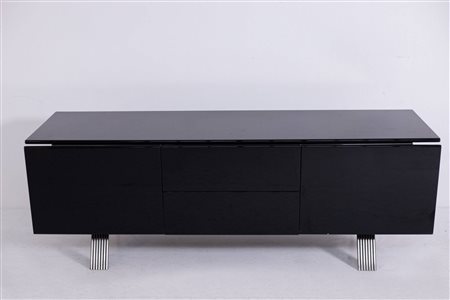 Italian modern sideboard in black wood. 1970s