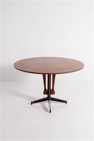 Italian table in wood, iron and brass. 1950s