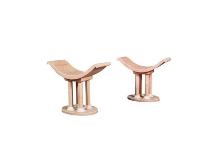 JULES LELEU. French stools in pink Galuchat