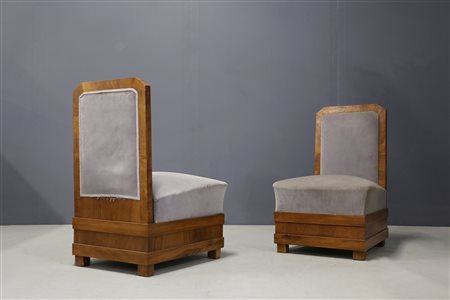 ALFIO FALLICA. Pair of Art Deco velvet armchairs