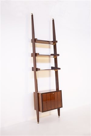 Italian bookcase in wood and brass 