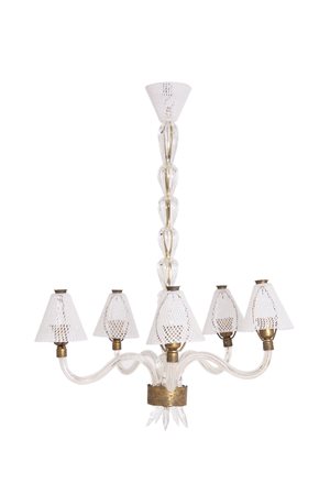 Murano glass chandelier. VENINI. 1950s