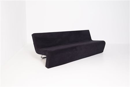 MDF. Black velvet sofa and steel. 1990s