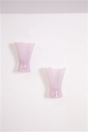 VENINI. Two sconces in Zanfirico glass