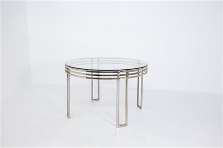 ROMEO REGA. Table in brass, steel and glass