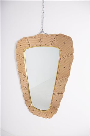 LUIGI FONTANA (Attr.) Mirror in pink glass 