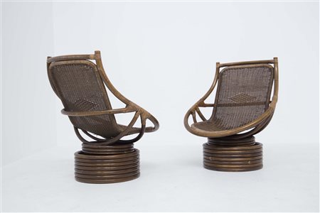 Pair of rattan armchairs. Italy. 1960s