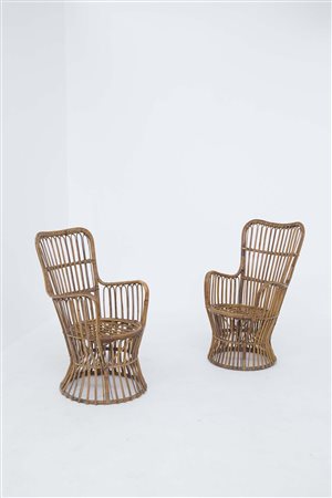 LUIGI CACCIA DOMINIONI. Pair or rattan armchairs. 1960s