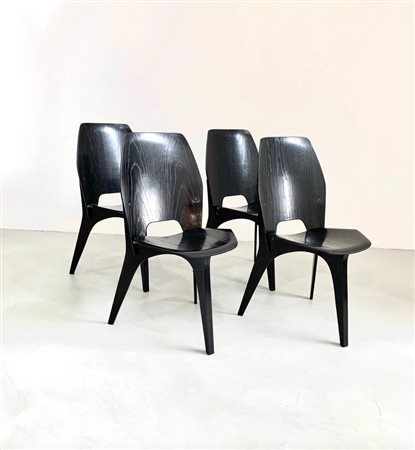 EUGENIO GERLI for TECNO. Four Chairs. 1950s 