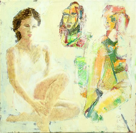 Francesco Giacomazzi FIGURA FEMMINILE olio su tela, cm 50x50 firma sul retro:...