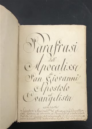 Salvatore Marinelli MANOSCRITTO. PARAFRASI DELL'APOCALISSE DI SAN GIOVANNI...