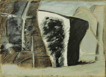 Mario Sironi, Composizione con rocce,albero e montagne, 1949