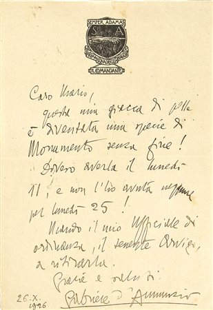 Lettera originale autografata a Mario de Felici