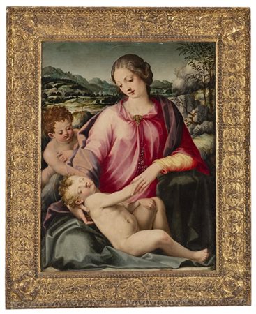 Michele Tosini (attr.)

Madonna con Bambino dormiente e San Giovannino
Olio su t