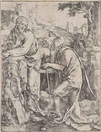 Lucas van Leyden La tentazione di Cristo
Bulino, II stato di 2, mm 134x173 circa