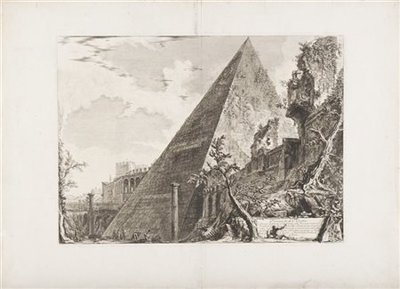 Giovanni Battista Piranesi Piramide di Caio Cestio
Acquaforte, tiratura coeva, m