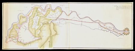 [MAPPA IDROGRAFICA] Disegno delle valli di Ronco e Tomba con il nuovo corso del