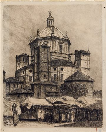 Artista del secolo XX

Veduta della Basilica di San Lorenzo
Carboncino e matita