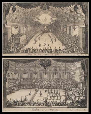 Jacques Callot Le defile a pied e Le combat, dalla serie Le combat a la barriere