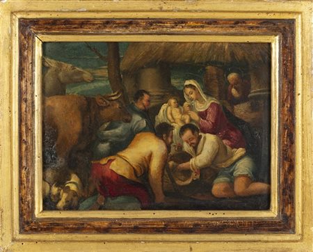 Da Jacopo Bassano, secolo XVII

Adorazione dei pastori
Olio su rame, cm 21,5x27