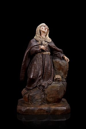 Artista del secolo XVIII "Maddalena penitente" scultura in terracotta policroma