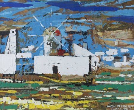 MARIO BERRINO<BR>Alassio (SV) 1920 - 2011<BR>"Affandù-(Lindos-Grecia)" 1971