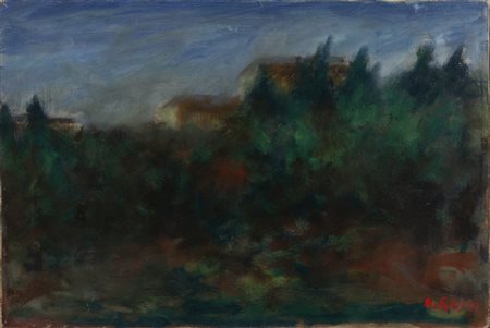 OTTONE ROSAI (1895-1957) <br>Paesaggio con alberi 