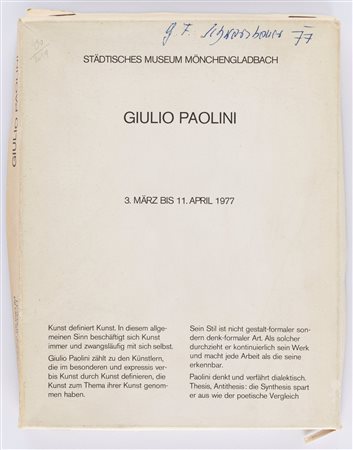 Giulio Paolini (Genova 1940)  - Giulio Paolini, 3 März bis 11. April 1977, Mönchengladbach, Städtische Museum Mönchengladbach, 1977