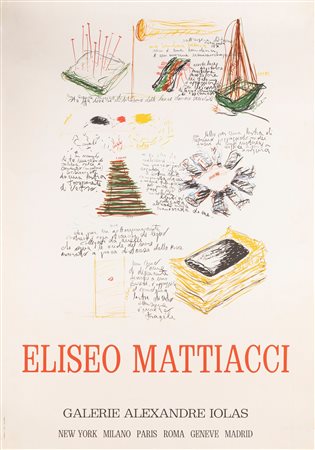 (rif.) Eliseo Mattiacci - Lotto composto da poster e libro in brossura cartonata, 1968-69