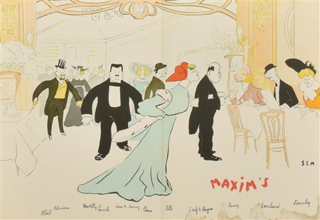 COPERTINA MENU' RISTORANTE CHEZ MAXIM'S PARIGI stampa, cm 36,5x67,5...