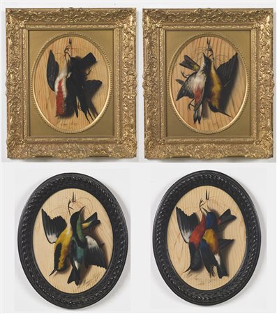 MEUCCI MICHELANGELO (1840 - 1909) - Gruppo di quattro nature morte raffiguranti cacciagioni. .