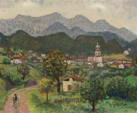GAROSIO OTTORINO (1904 - 1980) - Paesaggio con personaggio. .