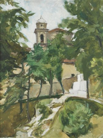 MUTTI ADOLFO (1893 - 1980) - Paesaggio con chiesa.
