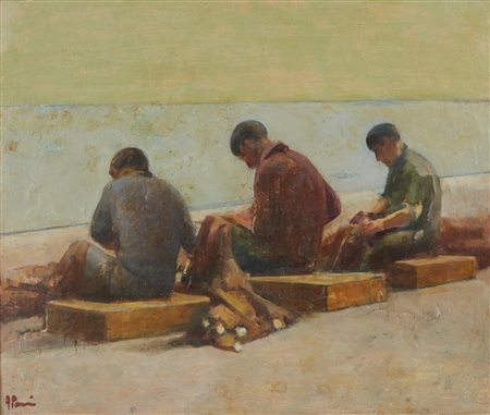POMI ALESSANDRO (1890 - 1976) - Marina con pescatori. .