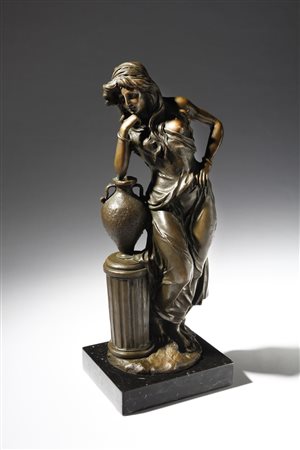 BRONZISTA FRANCESE DEL XIX-XX SECOLO  - Figura femminile in bronzo dal modello di Émile Louis Picault (1833-1915).