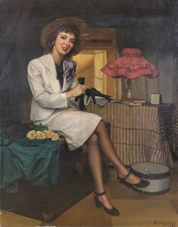 ALEJANDRO FRANCISCO MARQUEZ, Ritratto di signora seduta con cappello e guanti, 1942