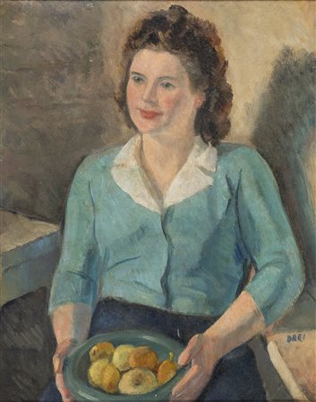 ERCOLE DREI, Ragazza con cesto di frutta, 1930 circa